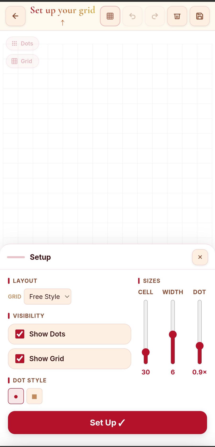 Dot Kolam app screenshot — floral kolam design